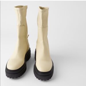 Zara soft leather lug sole boots